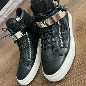 Giuseppe Zanotti Black and Silver High-Top Sneakers